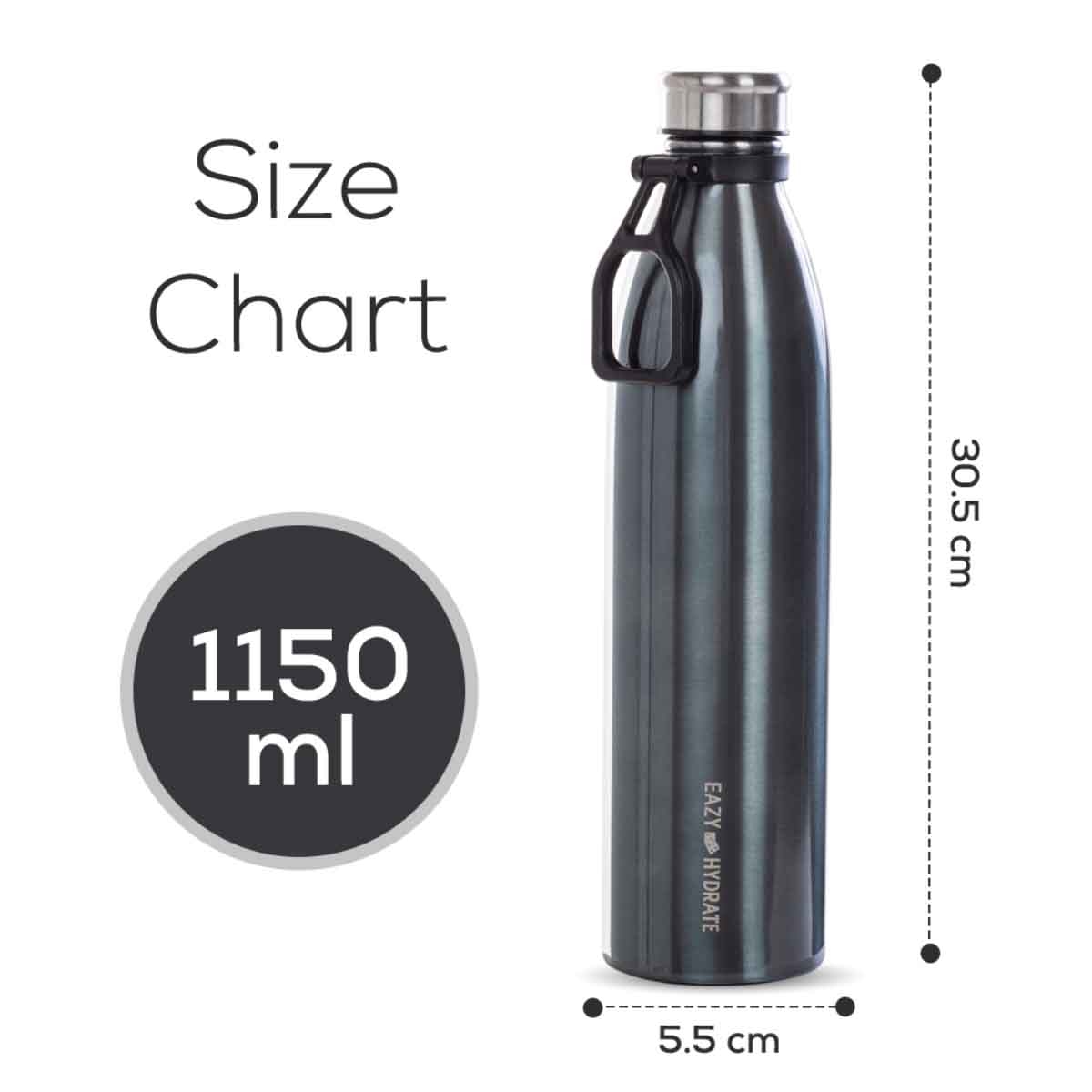 Eazy Kids 1150ml Steel Black Water Bottle
