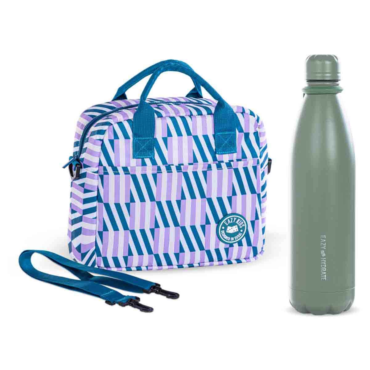 Eazy Kids 1L Steel Water Bottle with Lunch Bag Combo