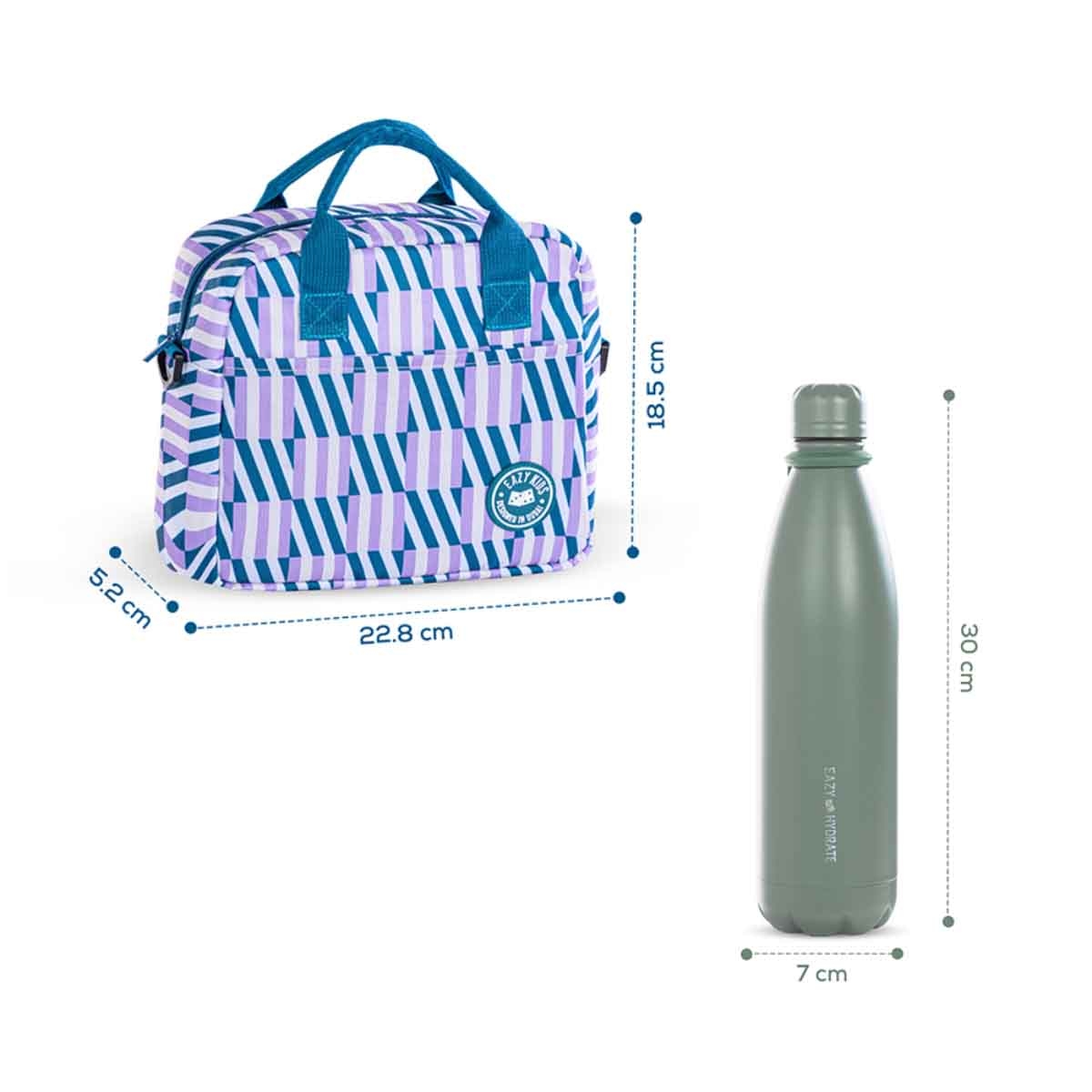 Eazy Kids 1L Steel Water Bottle with Lunch Bag Combo