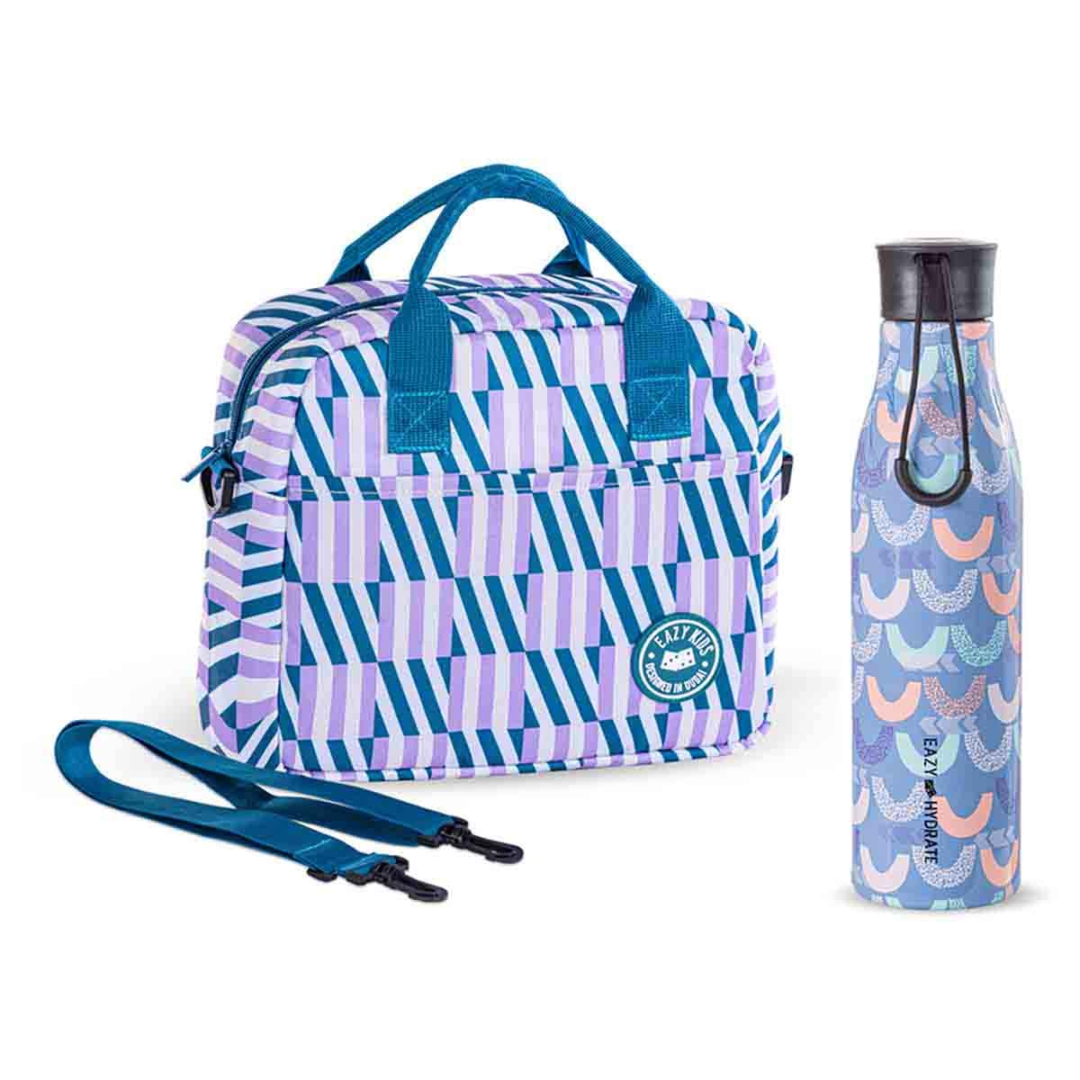 Eazy Kids 760ml Half Moon Steel Water Bottle with Lunch Bag Combo