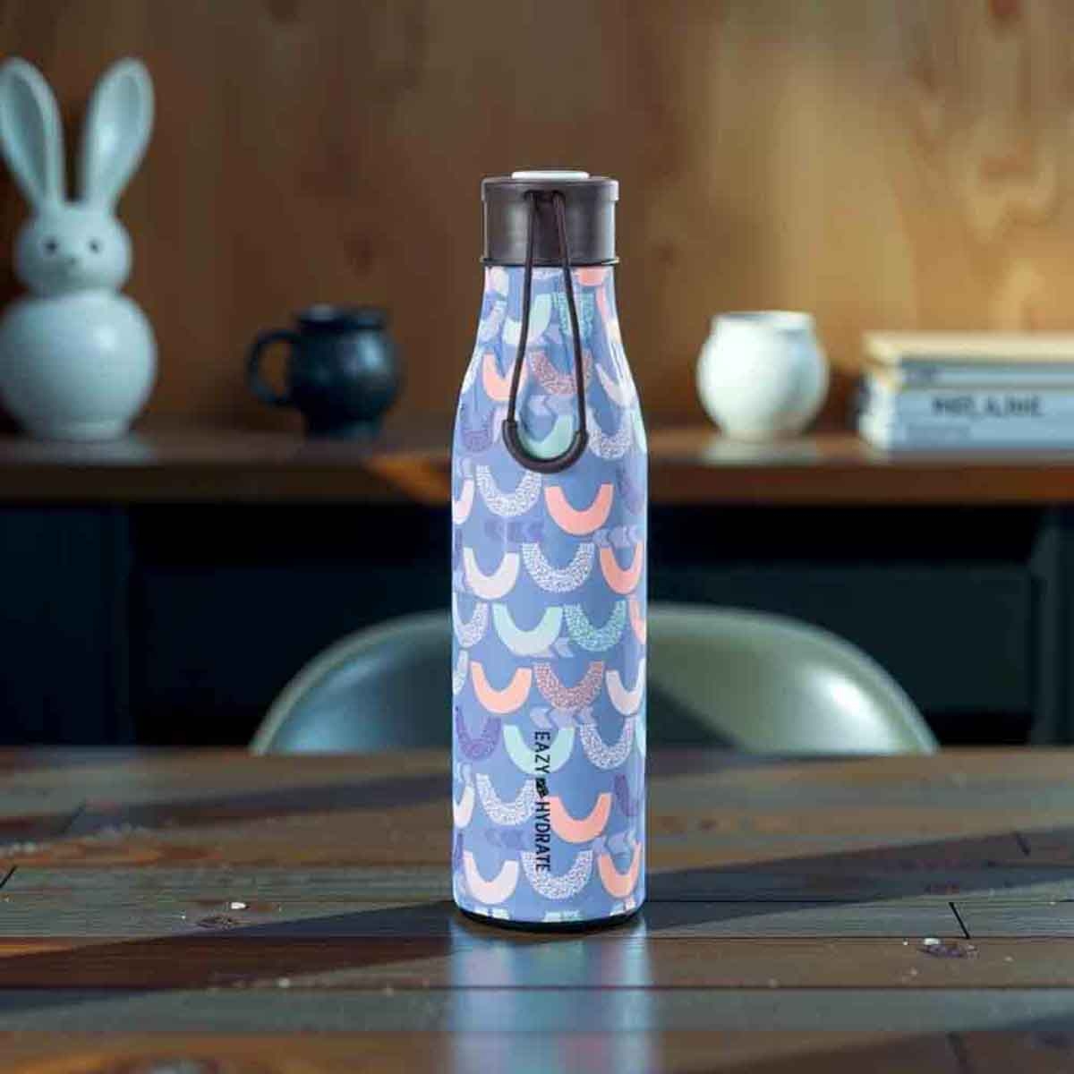 Eazy Kids 760ml Half Moon Steel Water Bottle with Lunch Bag Combo