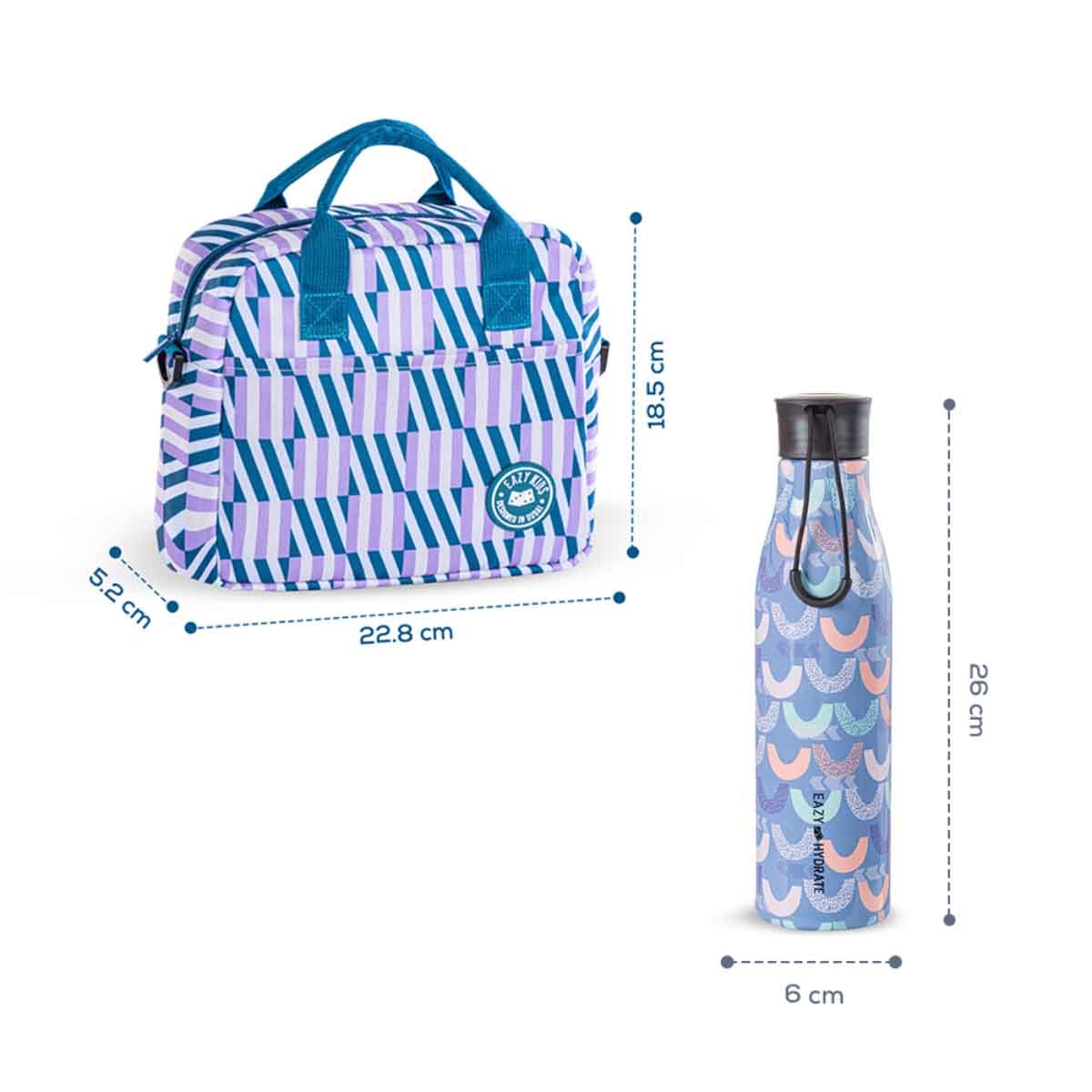 Eazy Kids 760ml Half Moon Steel Water Bottle with Lunch Bag Combo