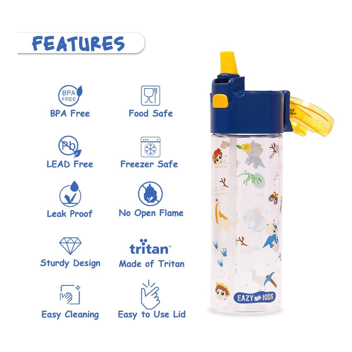 Eazy Kids T-Rex 450ml Tritan Water Bottle