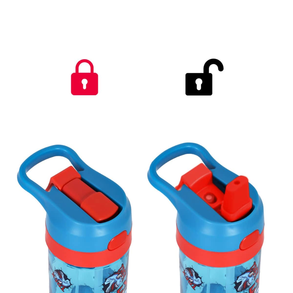 Eazy Kids T-Rex 6 & 4 Convertible Bento Lunch Box with 420ml Tritan Water Bottle & Sandwich Cutter Set