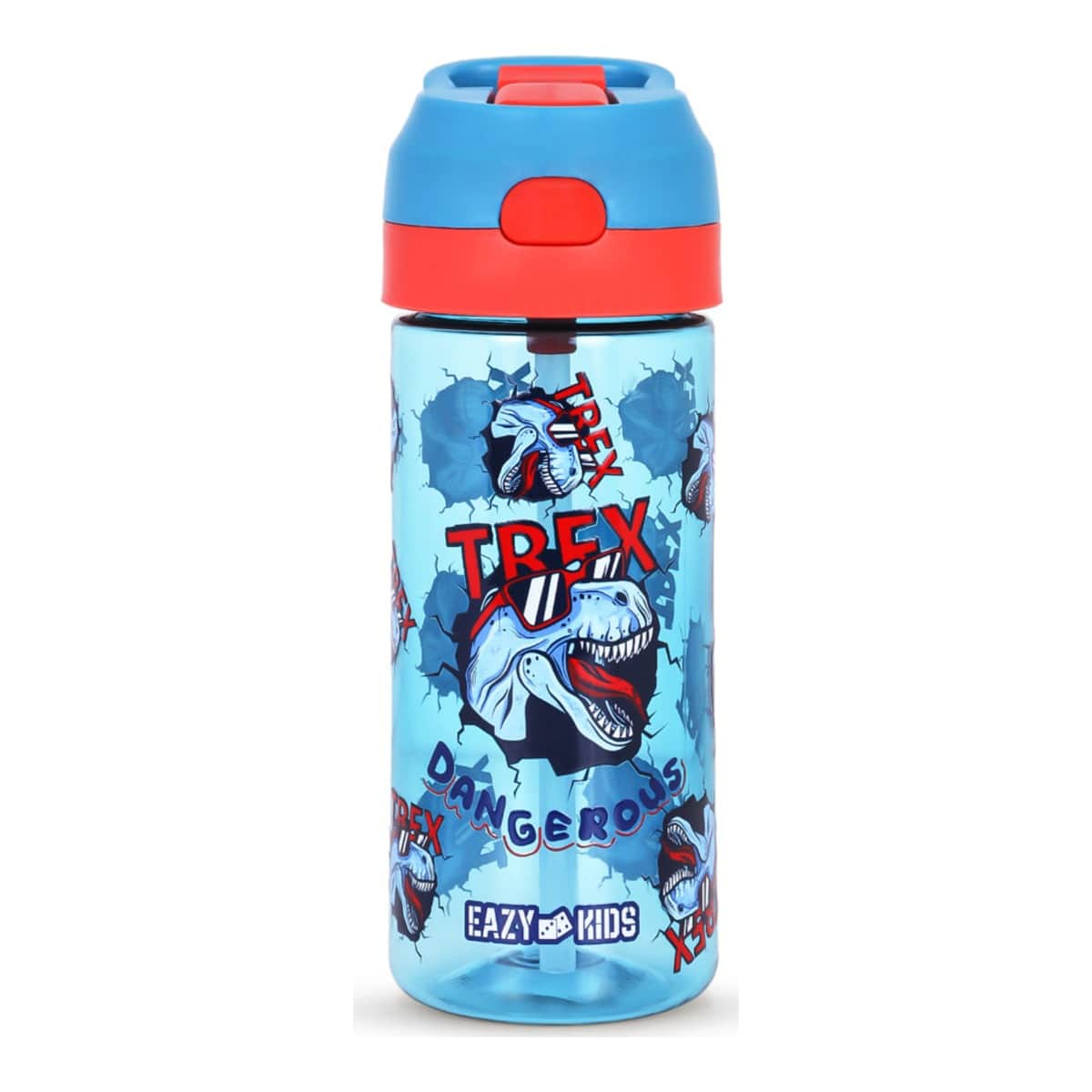 Eazy Kids T-Rex 6 & 4 Convertible Bento Lunch Box with 420ml Tritan Water Bottle & Sandwich Cutter Set