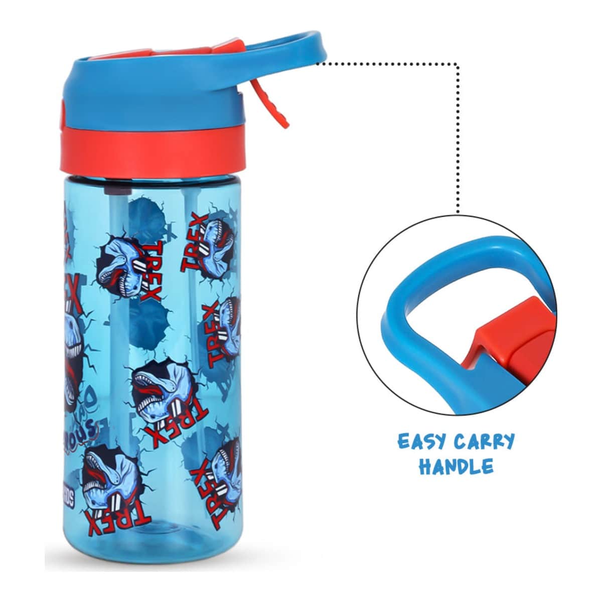 Eazy Kids T-Rex 6 & 4 Convertible Bento Lunch Box with 420ml Tritan Water Bottle & Sandwich Cutter Set