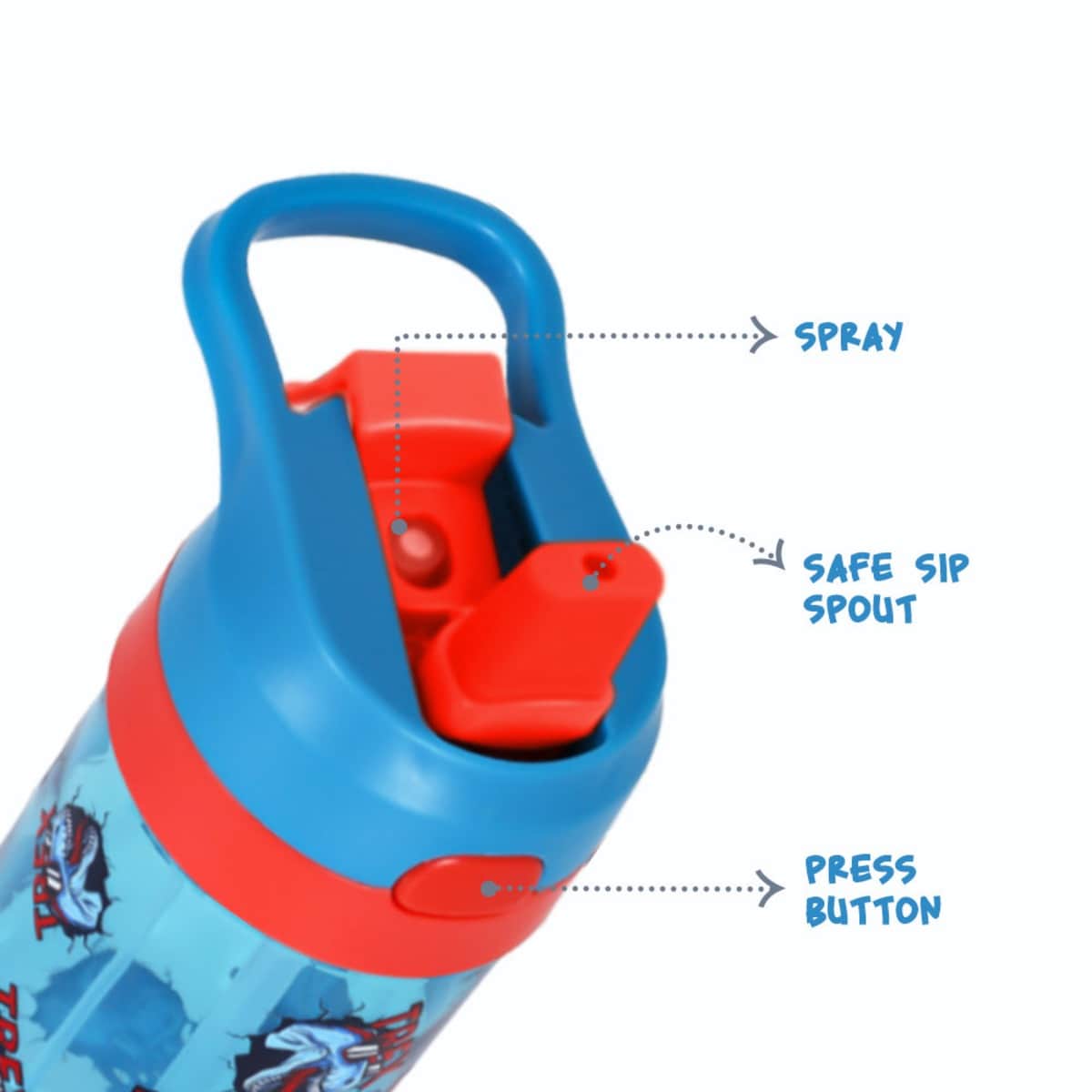 Eazy Kids T-Rex 6 & 4 Convertible Bento Lunch Box with 420ml Tritan Water Bottle & Sandwich Cutter Set