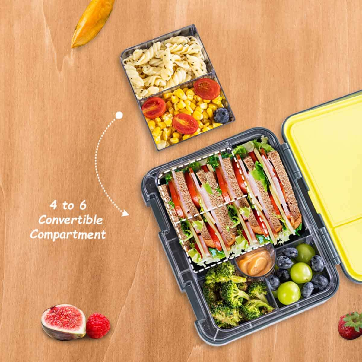 Eazy Kids T-Rex Dino Grey 6 & 4 Convertible Bento Lunch Box Set