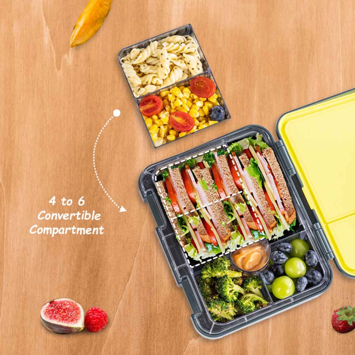 Eazy Kids T-Rex Dino Grey 6 & 4 Convertible Bento Lunch Box Set