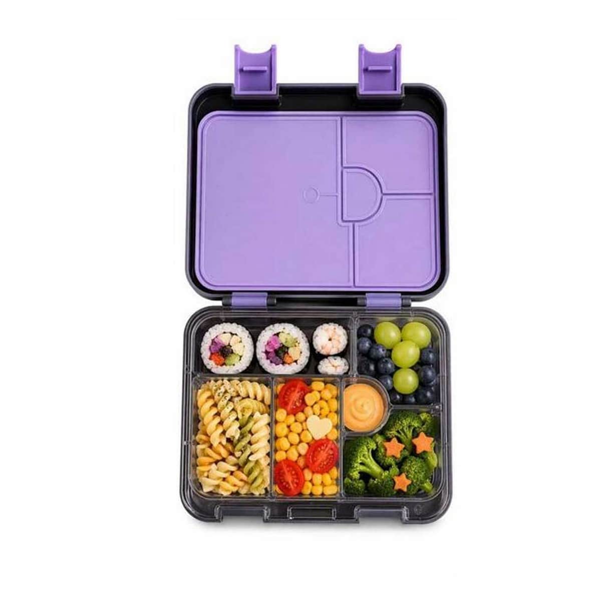 Eazy Kids Teddy Black 6 & 4 Convertible Bento Lunch Box with Steel Spoon & Fork Set