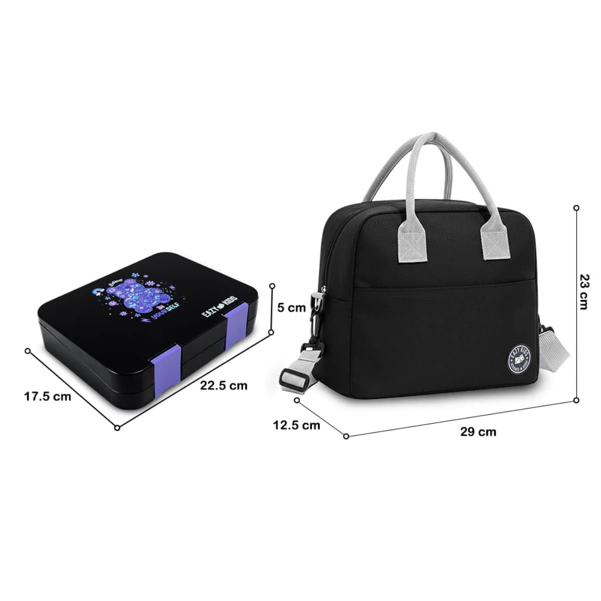 Eazy Kids Teddy Convertible Bento Lunch Box with Insulated Lunch Bag