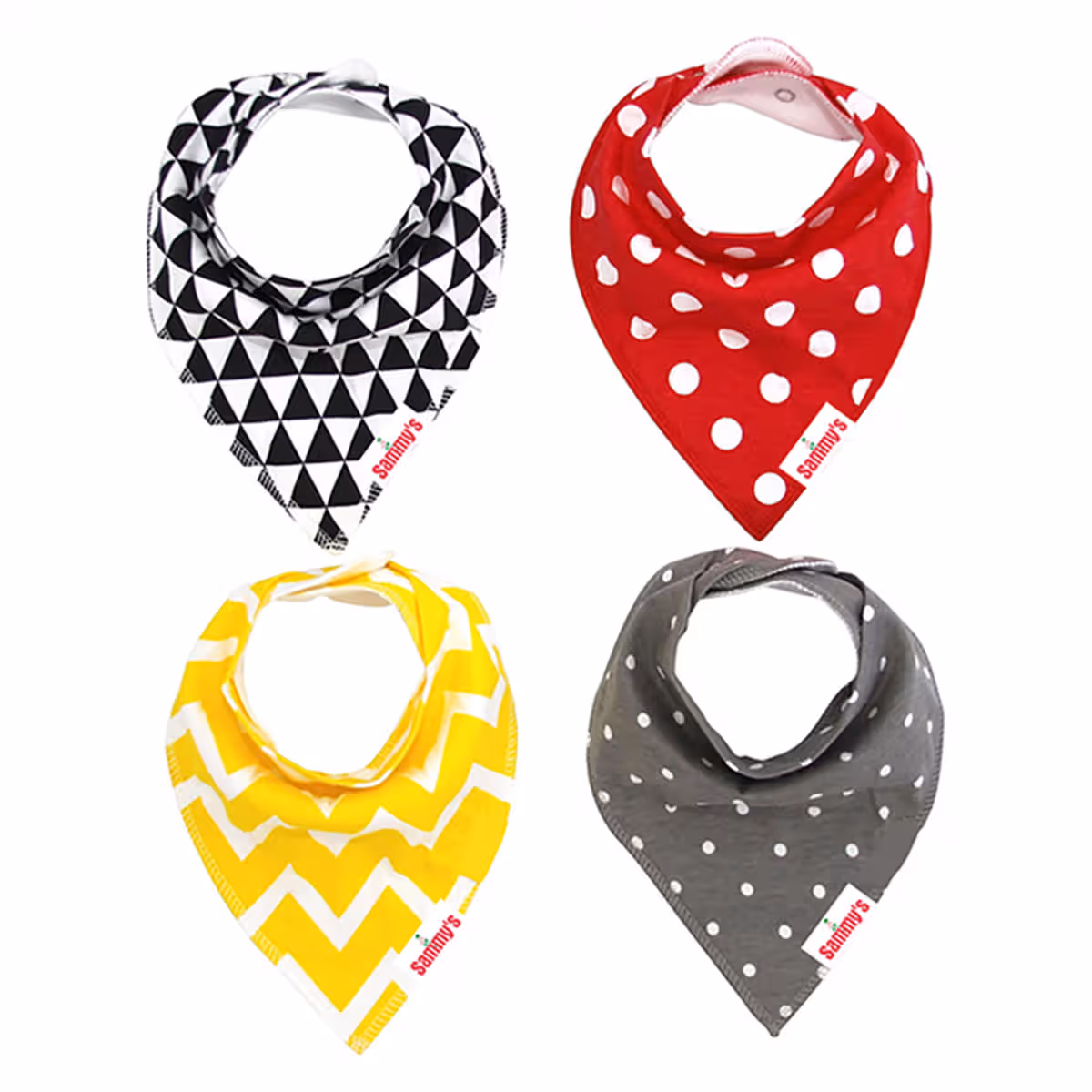 Eazy Kids Triangle Dots Bandana Drool Bibs Set Toddler, 0-2 Years, Pack of 4