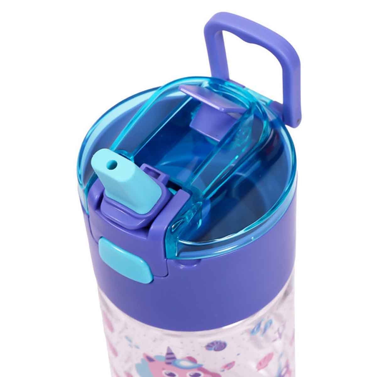 Eazy Kids 450ml Mermaid Purple Tritan Water Bottle with Snack Box
