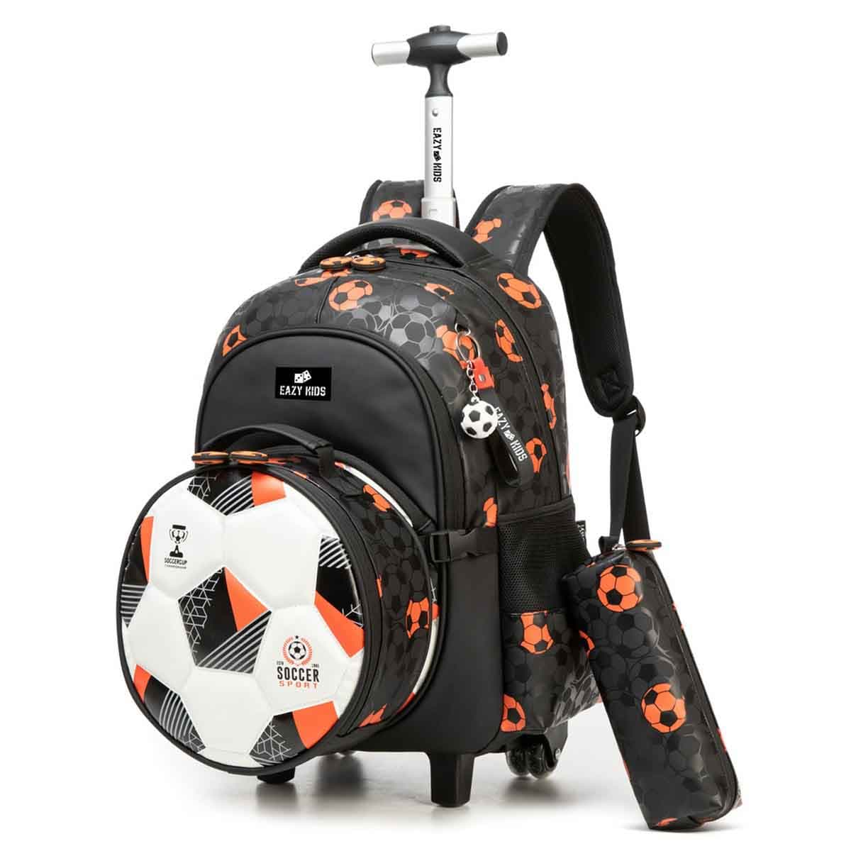 Eazy Kids Trolley 18" Football 3-in-1 School Bag with Lunch Bag & Pencil Case