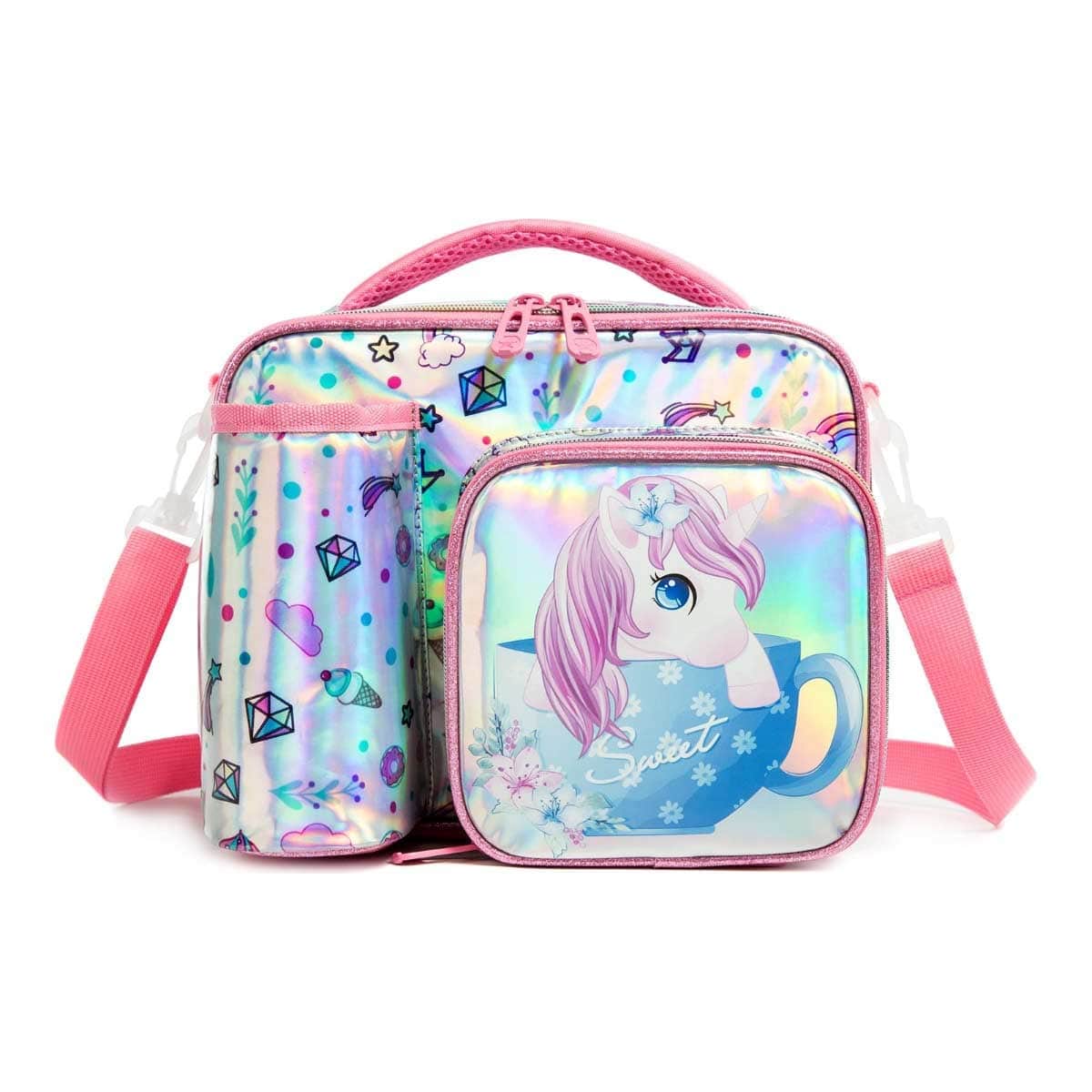 Eazy Kids Unicorn Chrome Bottle & Lunch Bag Set