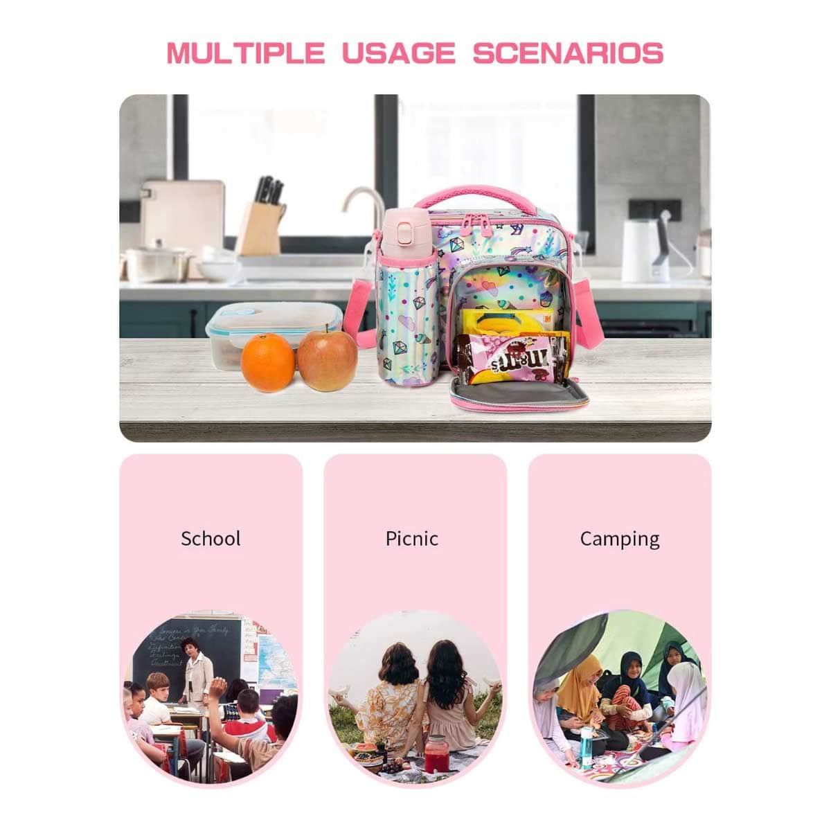 Eazy Kids Unicorn Chrome Bottle & Lunch Bag Set