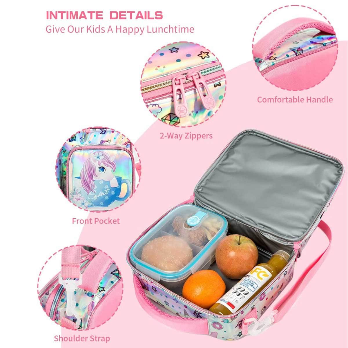 Eazy Kids Unicorn Chrome Bottle & Lunch Bag Set