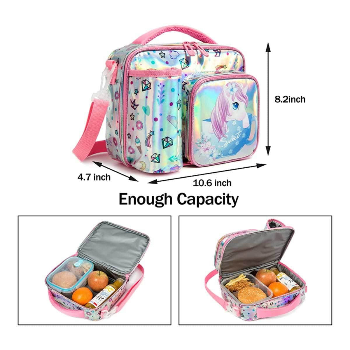 Eazy Kids Unicorn Chrome Bottle & Lunch Bag Set