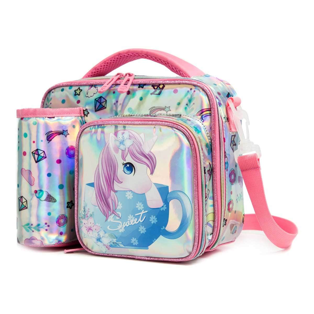 Eazy Kids Unicorn Chrome Bottle & Lunch Bag Set