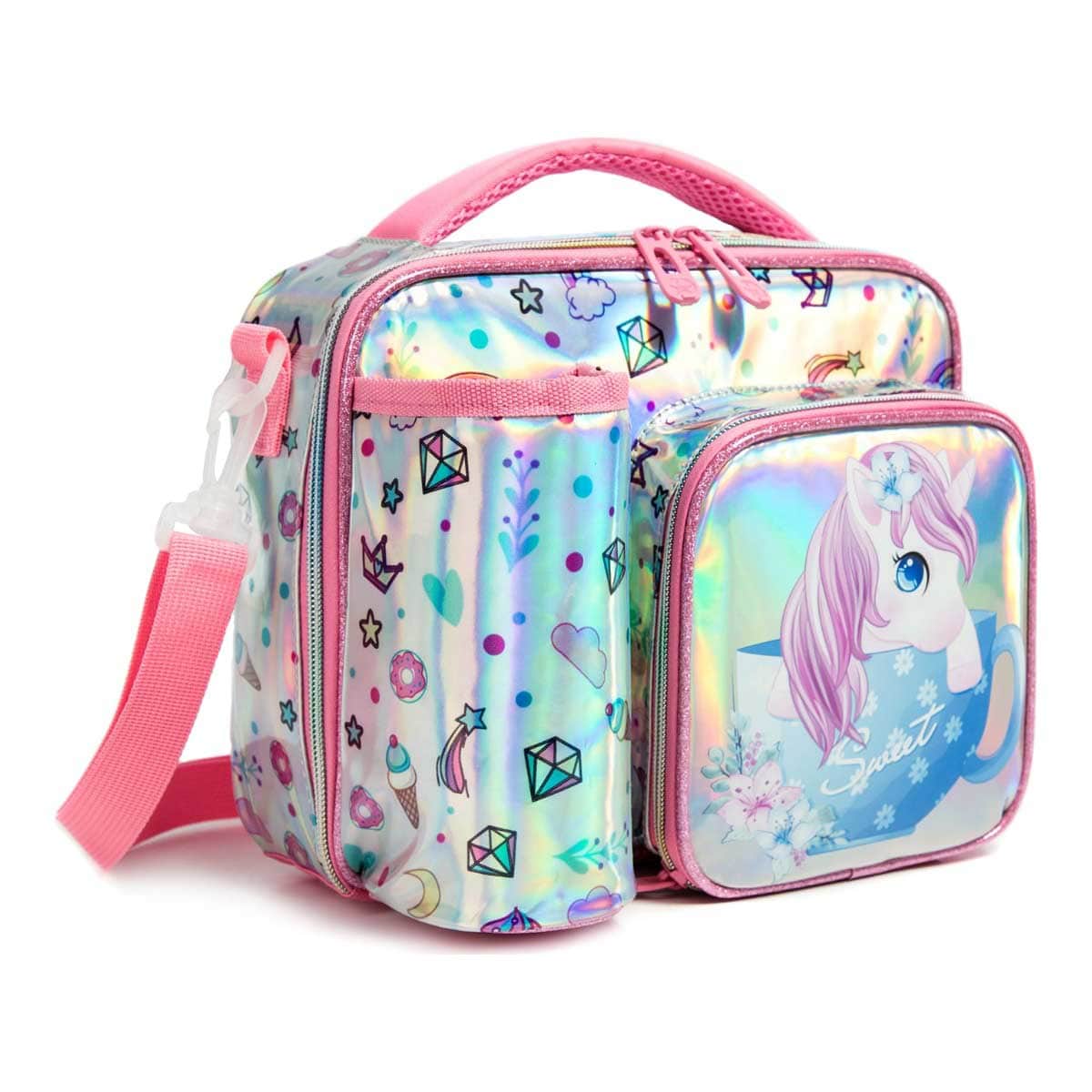 Eazy Kids Unicorn Chrome Bottle & Lunch Bag Set