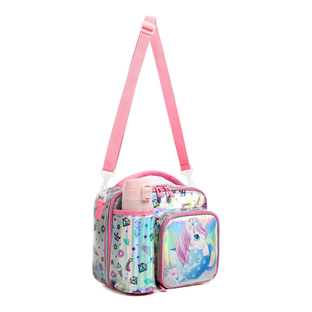 Eazy Kids Unicorn Chrome Bottle & Lunch Bag Set