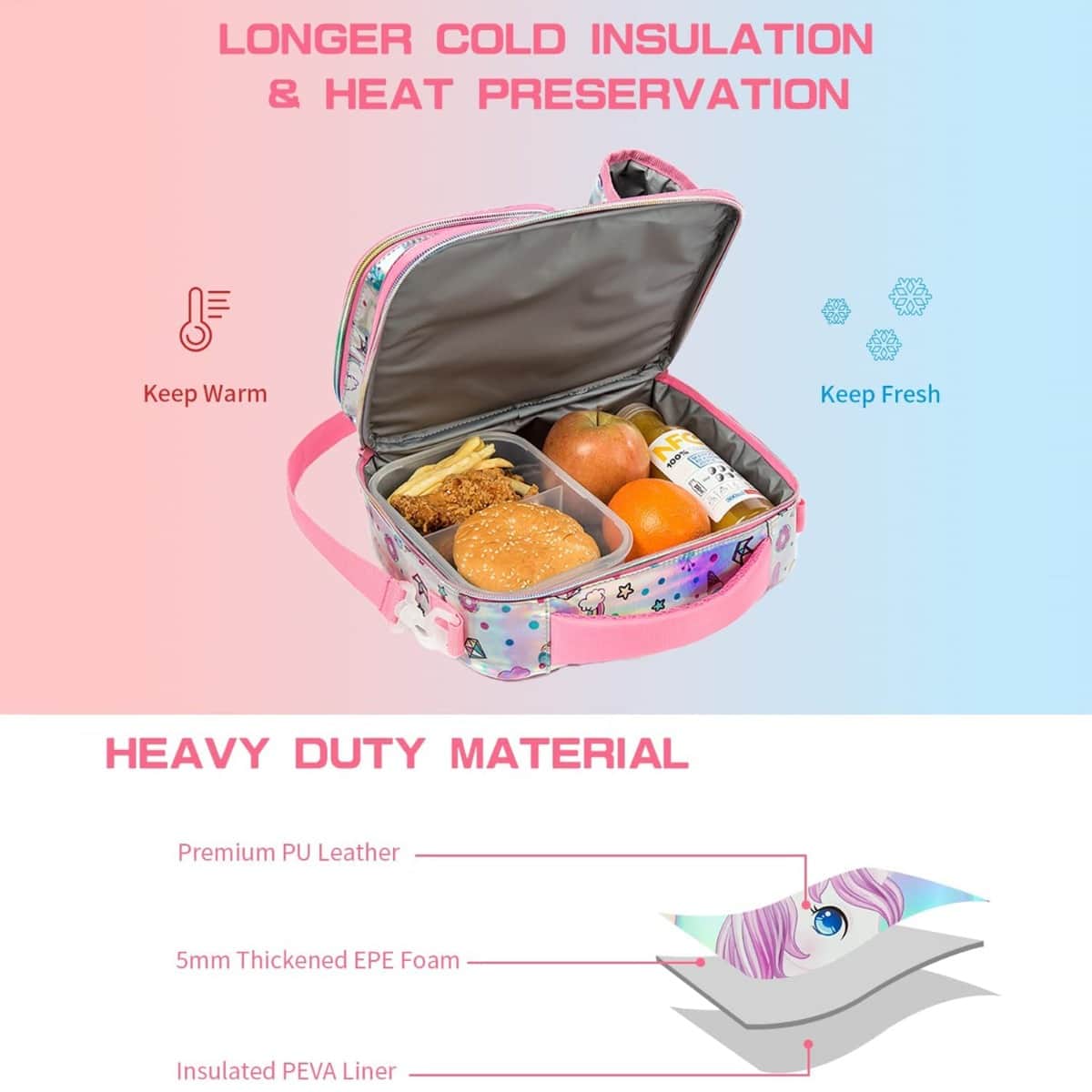 Eazy Kids Unicorn Chrome Bottle & Lunch Bag Set