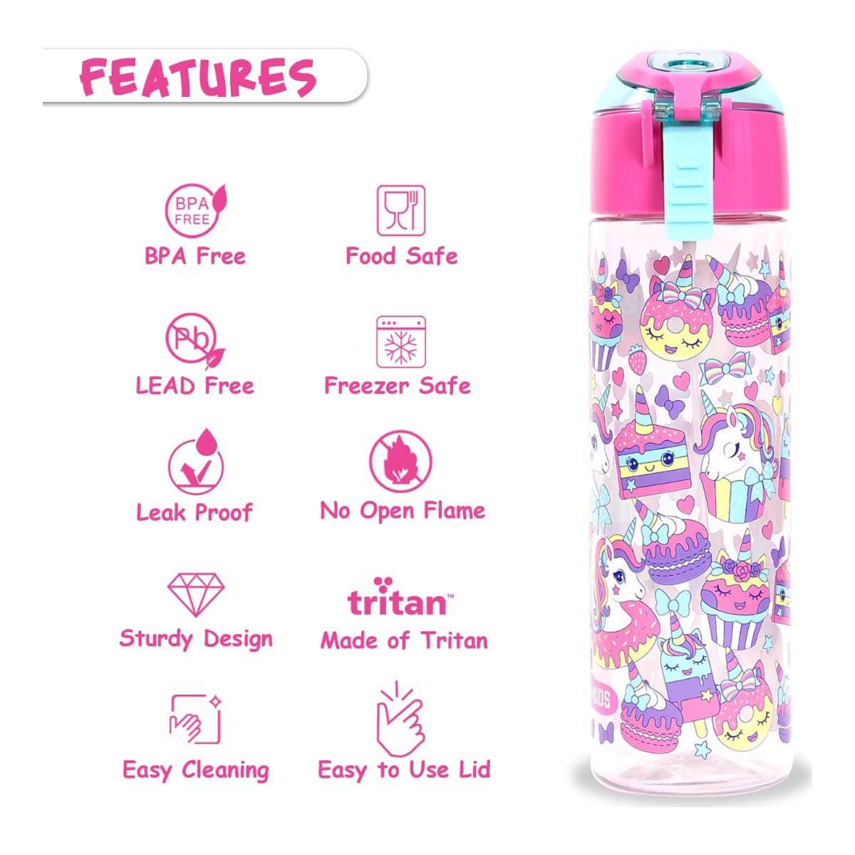 Eazy Kids Unicorn Desert 750ml Tritan Spray Water Bottle