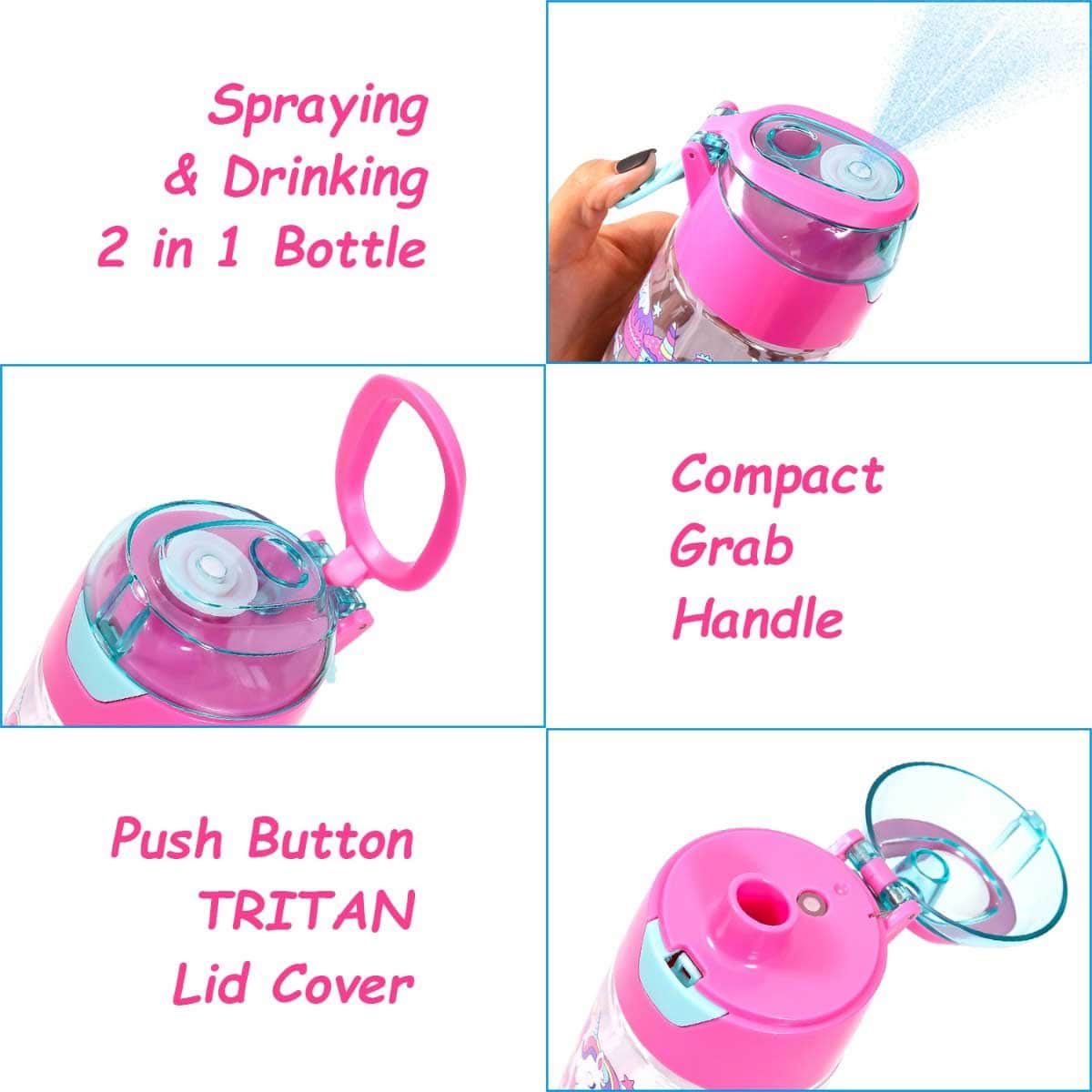 Eazy Kids Unicorn Desert 750ml Tritan Spray Water Bottle