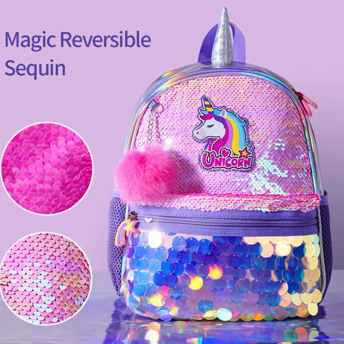 Eazy Kids Unicorn Pink Sparkle Backpack Unisex, 3-4 Years