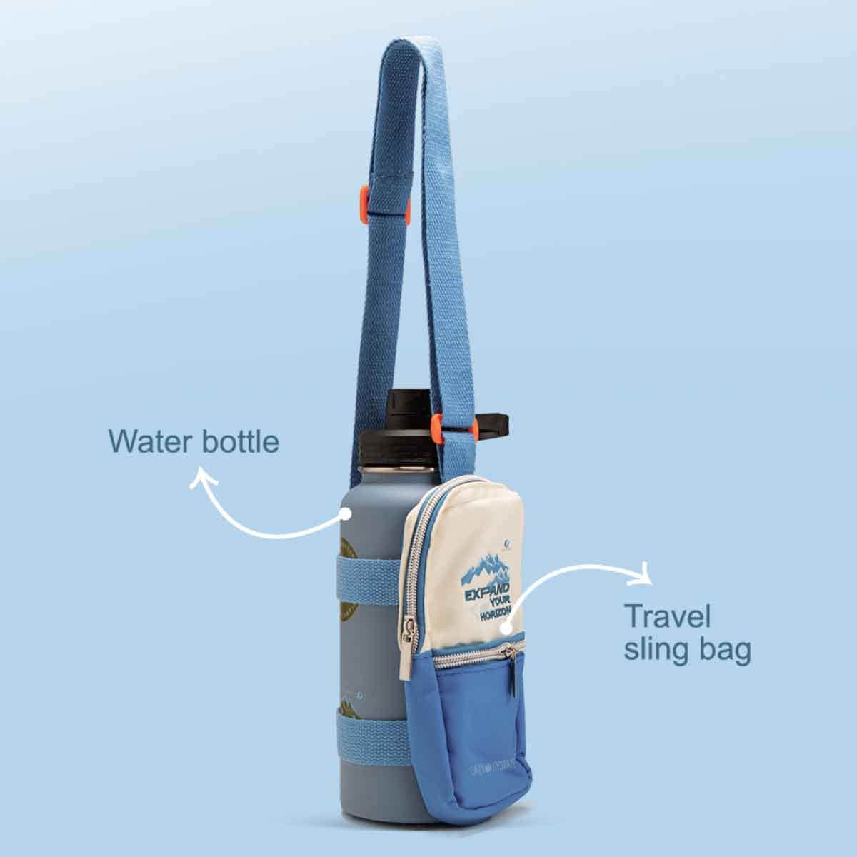 Eazy Kids 950ml Water Bottle Explorer with Travel Sling Bag