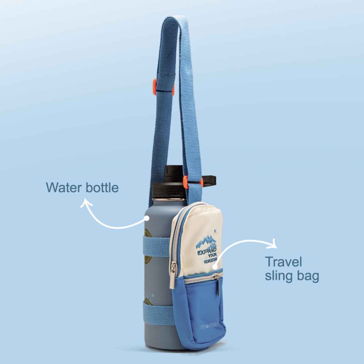 Eazy Kids 950ml Water Bottle Explorer with Travel Sling Bag