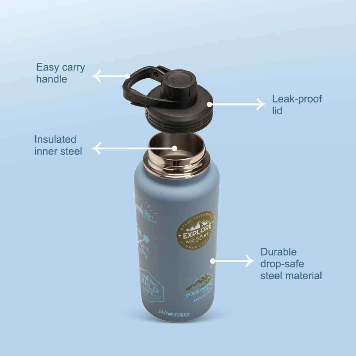 Eazy Kids 950ml Water Bottle Explorer with Travel Sling Bag