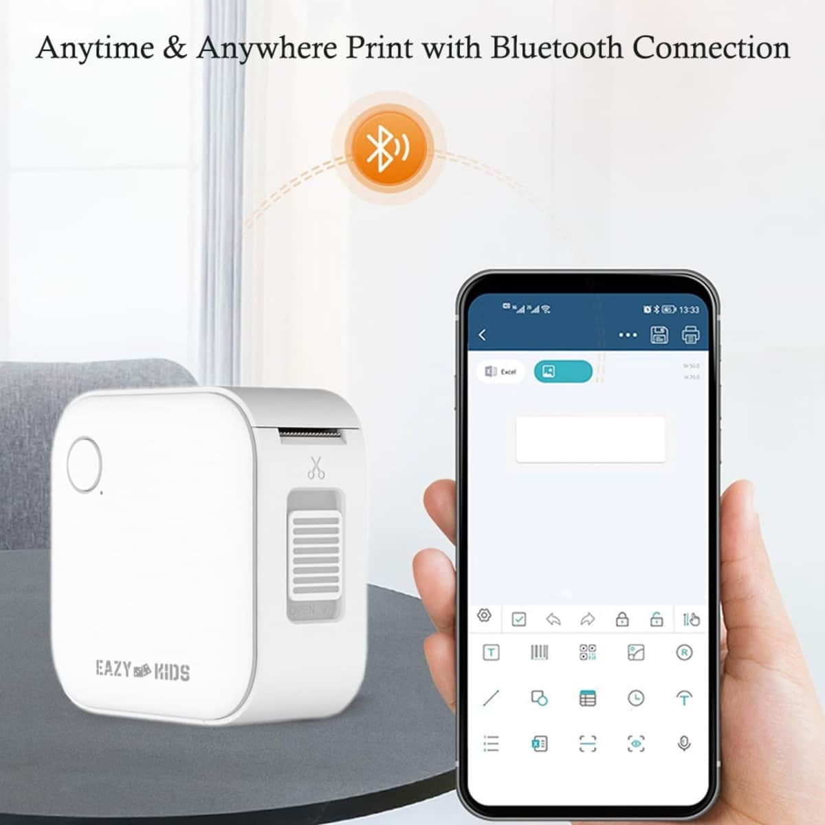 Eazy Kids White Mini Label Maker Printer with 180 Label Roll