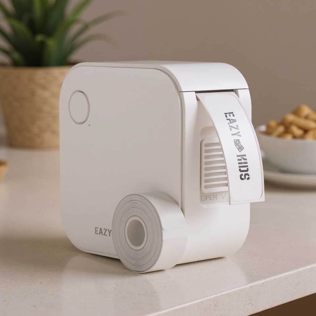 Eazy Kids White Mini Label Maker Printer with 180 Label Roll