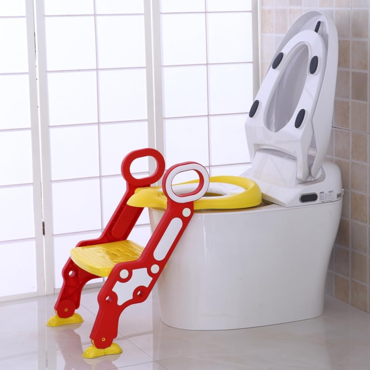 Eazy Kids Yellow Step Stool Foldable Potty Trainer Seat Toddler, 0-2 Years
