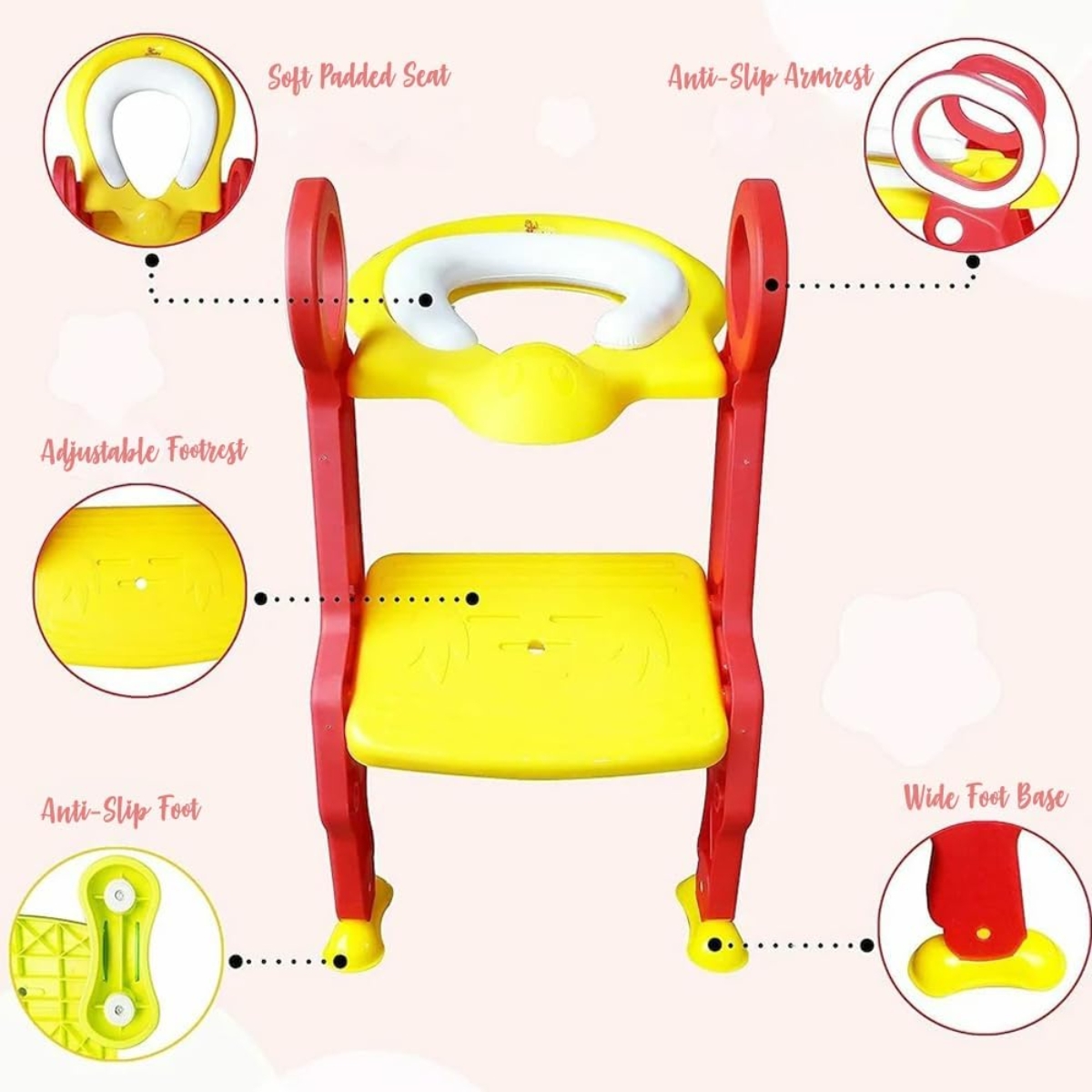 Eazy Kids Yellow Step Stool Foldable Potty Trainer Seat Toddler, 0-2 Years