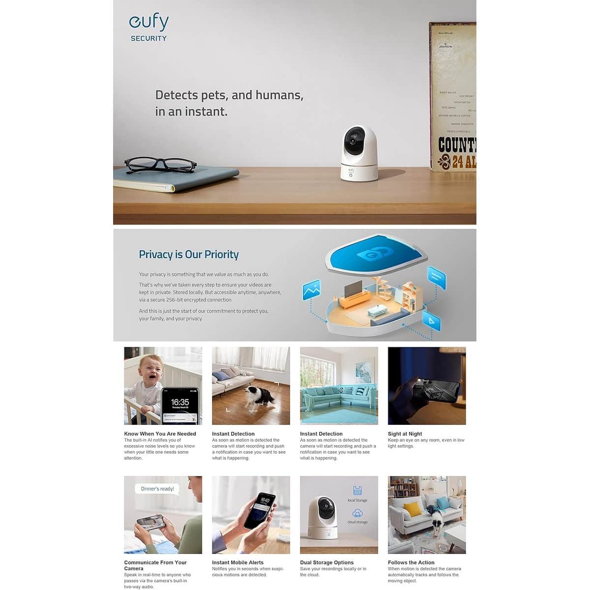 Eufy Indoor Cam 2K Pan & Tilt Security Camera