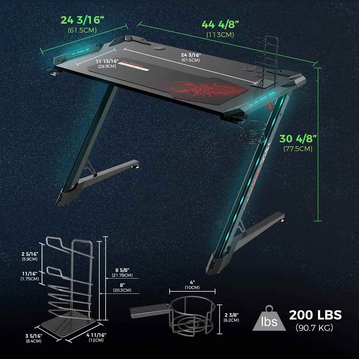 يوريكا مكتب ألعاب RGB أسود موديل Z1-S PRO