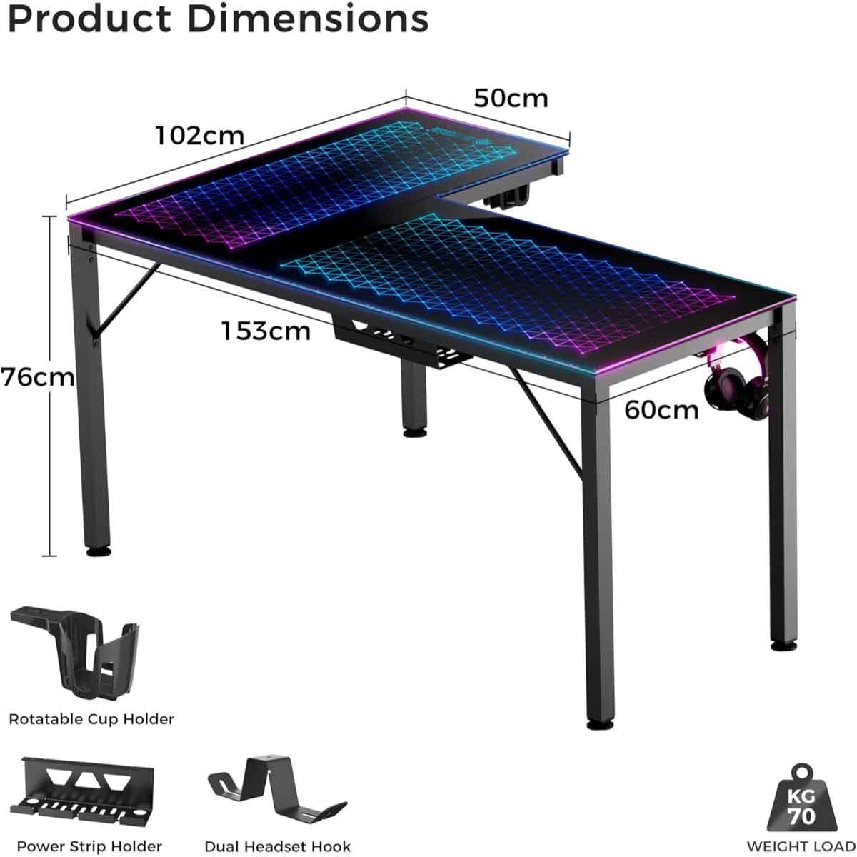 Eureka RGB L-Shape Gaming Desk