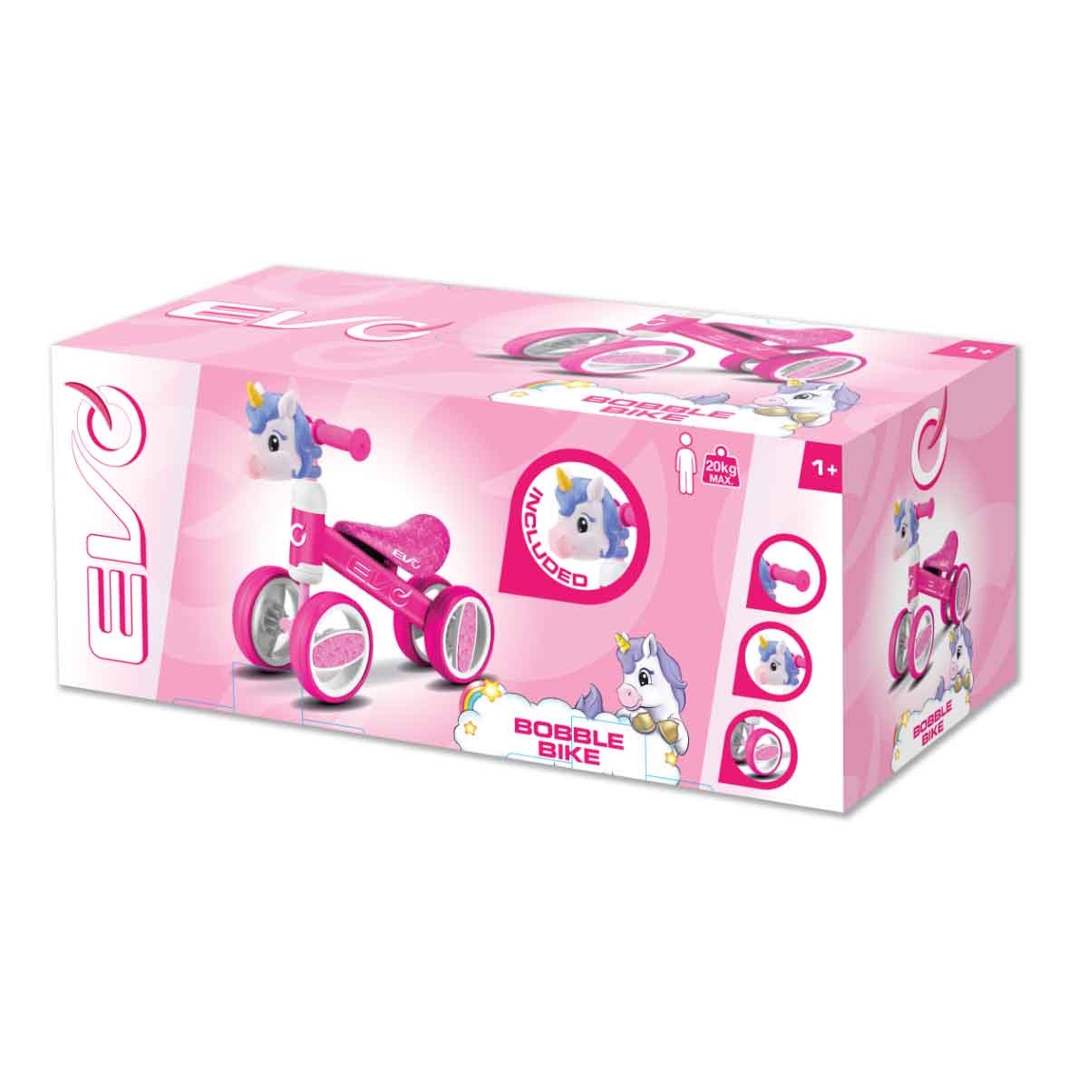 Evo Unicorn Head Bobble Bike Ride-On Girls, 3-4 Years
