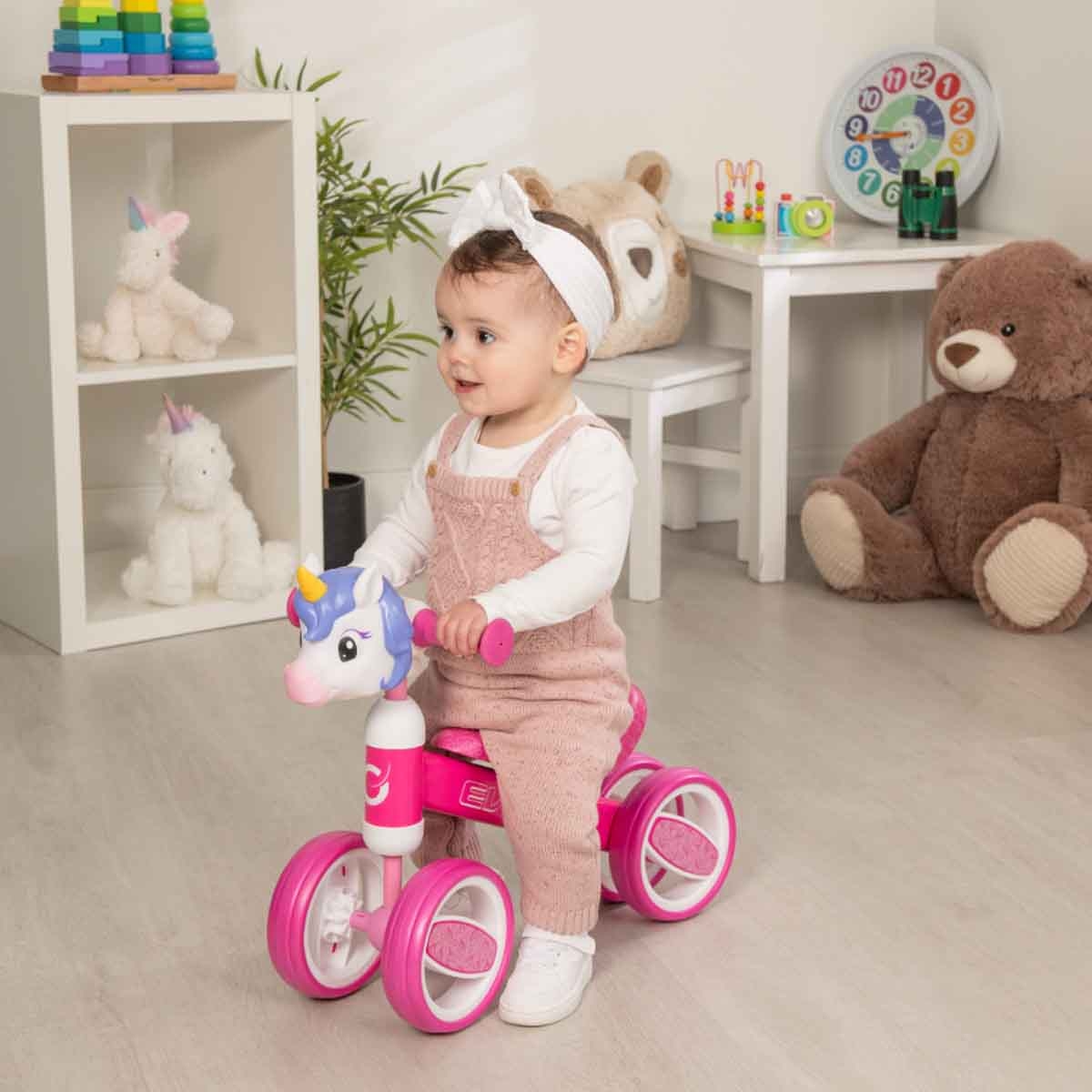 Evo Unicorn Head Bobble Bike Ride-On Girls, 3-4 Years