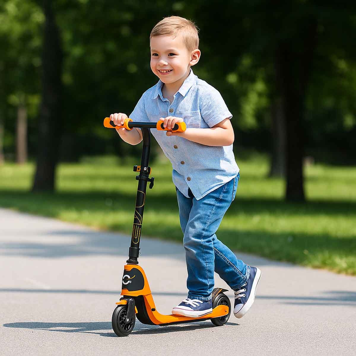 Evo Orange Light Speed Ride-On Scooter Unisex, 5-7 Years