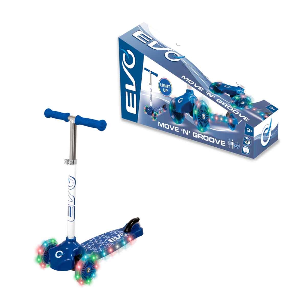 إيفو سكوتر ركوب مضيء موف آند غروف أزرق للأولاد، 3-4 سنوات