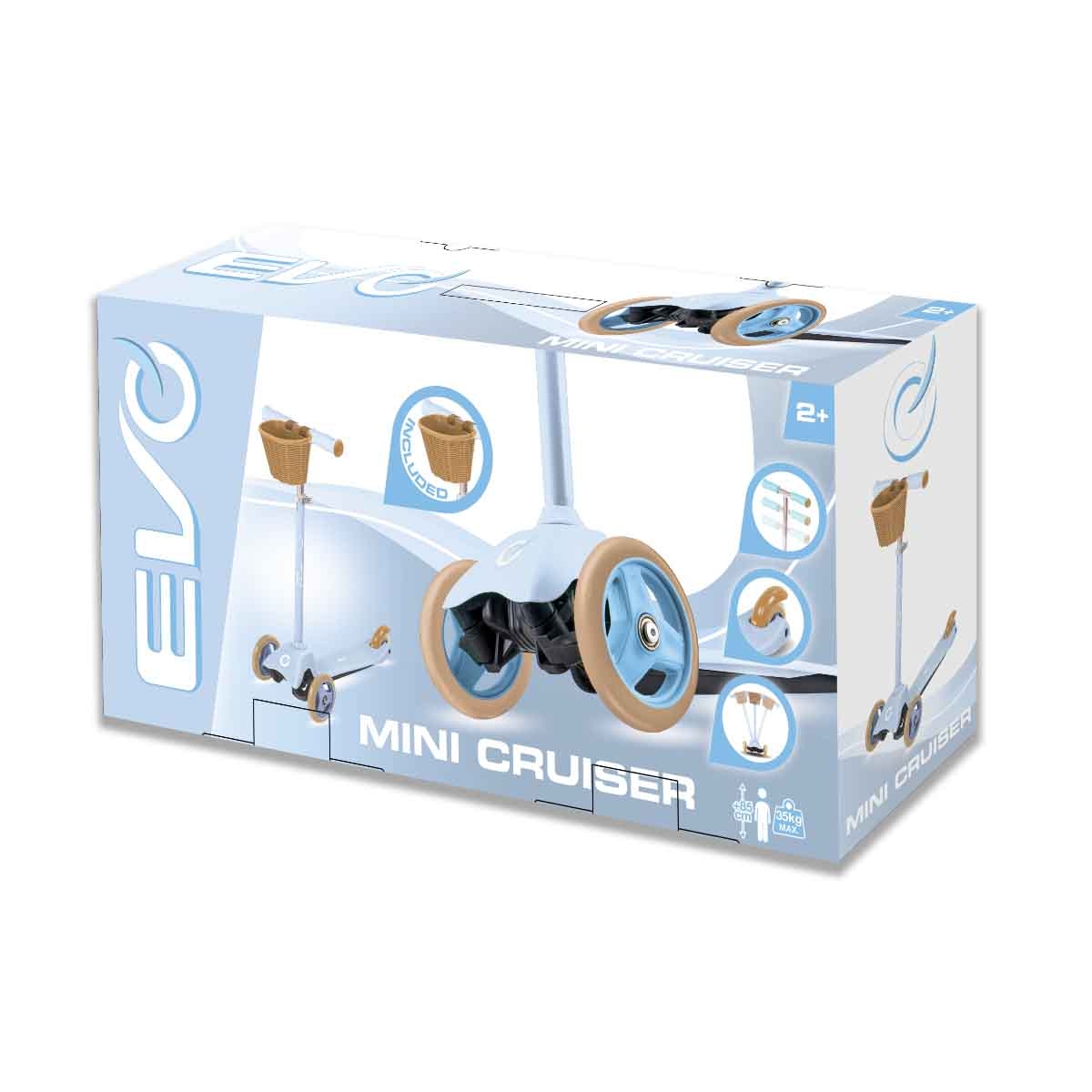 إيفو سكوتر ركوب ميني كروزر أزرق سماوي مع سلة للأولاد، 3-4 سنوات