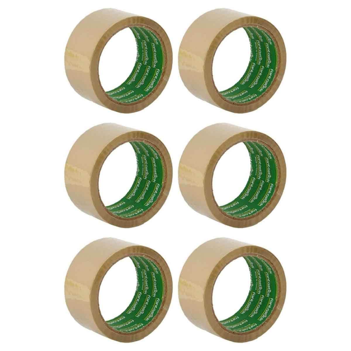 Fantastick 2" x 50yard Strong Adhesive Brown Packaging Tape, Pack of 6