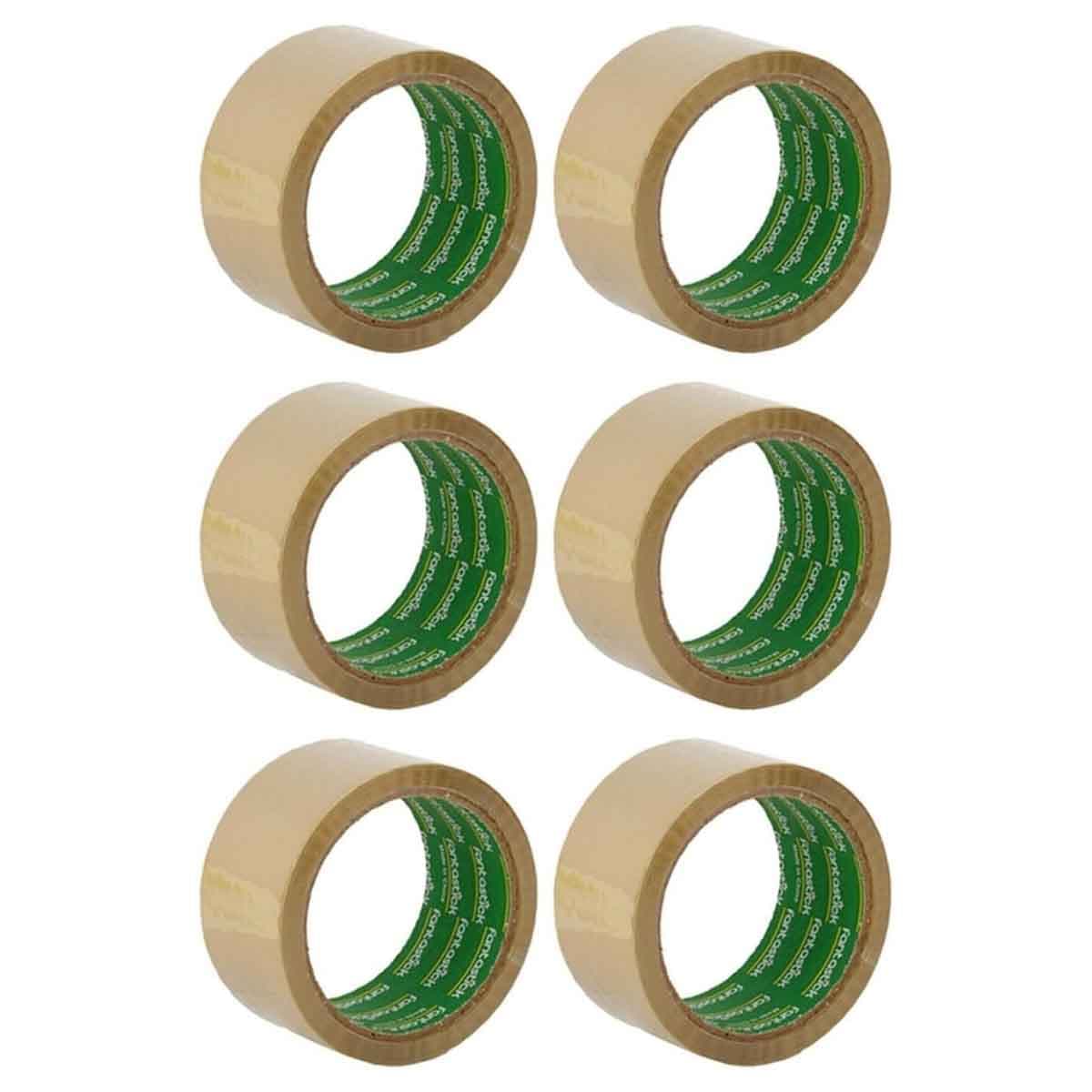 Fantastick 2" x 50yard Strong Adhesive Brown Packaging Tape, Pack of 6