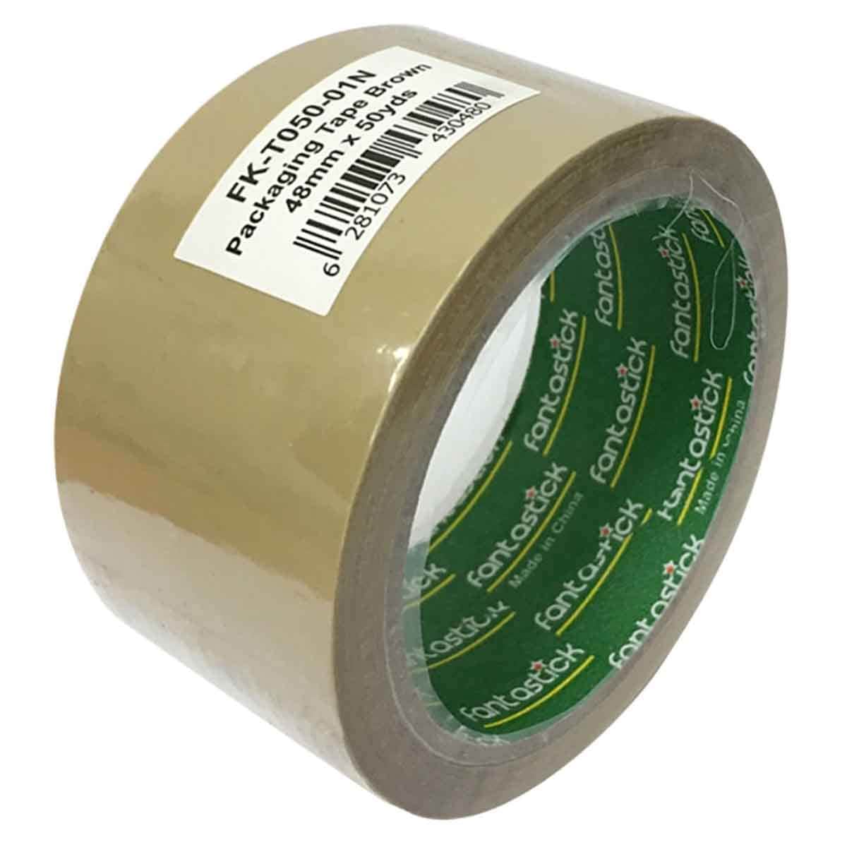 Fantastick 2" x 50yard Strong Adhesive Brown Packaging Tape, Pack of 6