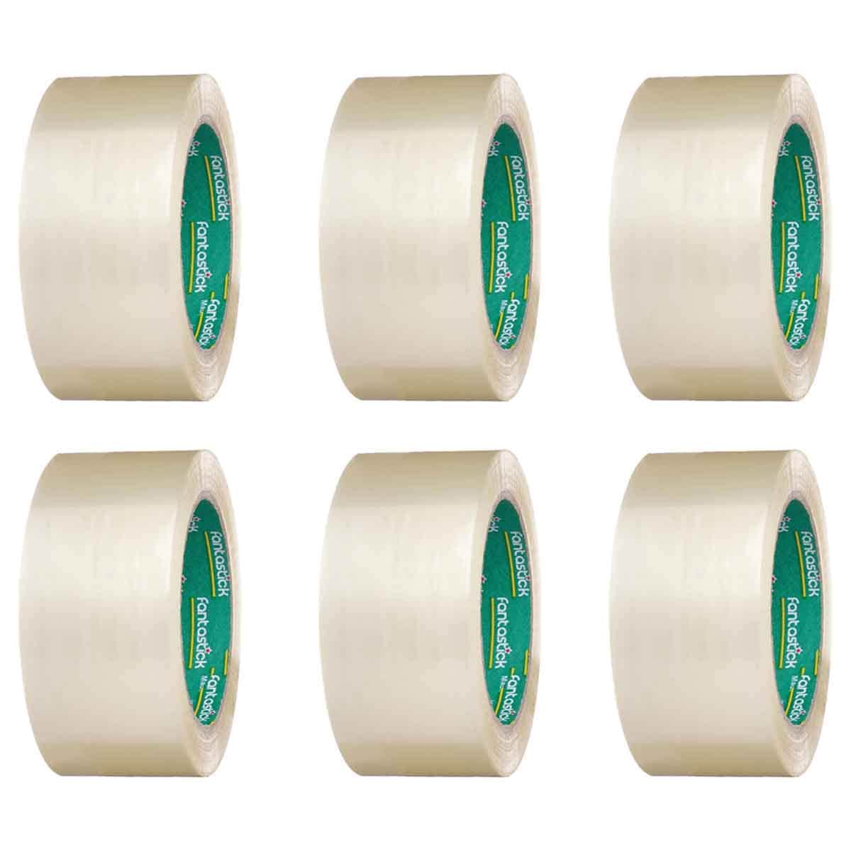 Fantastick 2" x 50yard Strong Adhesive Transparent Packaging Tape,Pack of 6