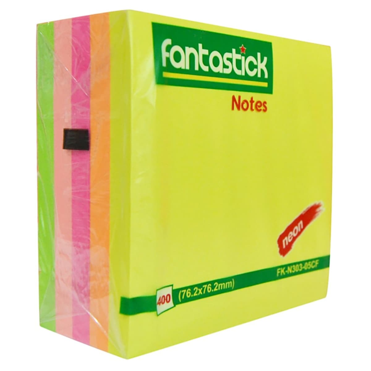 Fantastick 3" x 3" 5 Fluorescent Colour Self Adhesive Stick Notes