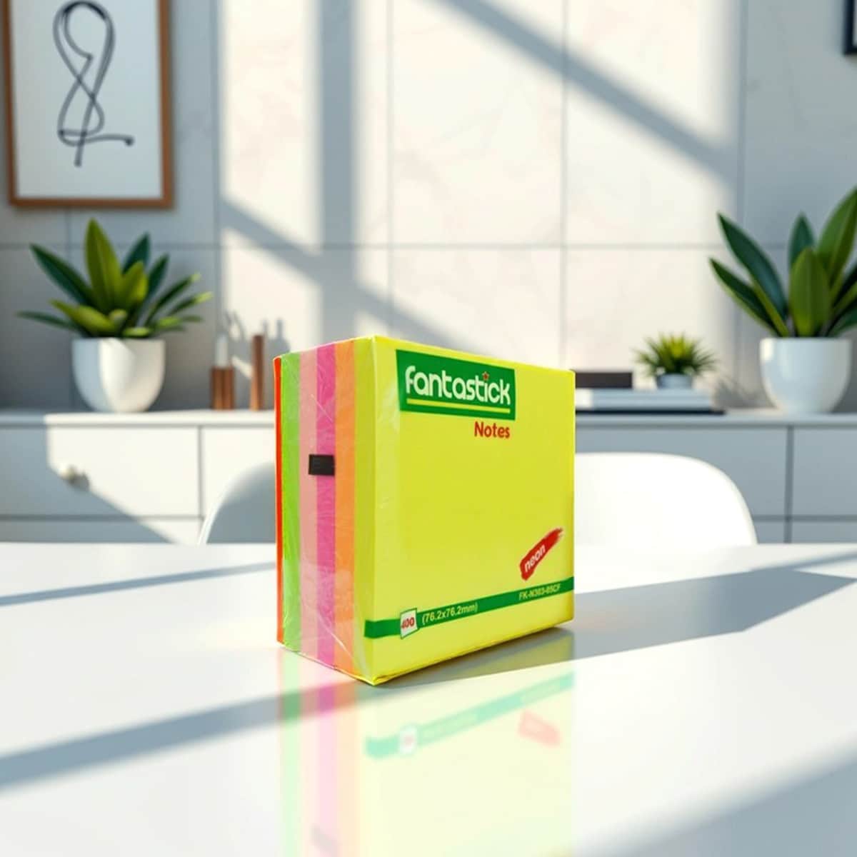 فانتستك ورق ملاحظات لاصق 3" × 3" 5 ألوان فلوريسنت مجموعة من 12